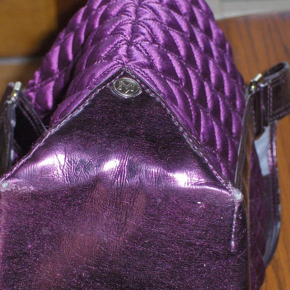 Marc Jacobs Tote Bag Quilted Purple Flawed Handles - Picture 13 of 15